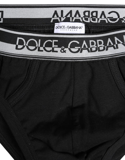 Dolce & Gabbana Black Cotton Stretch Regular Brief Underwear