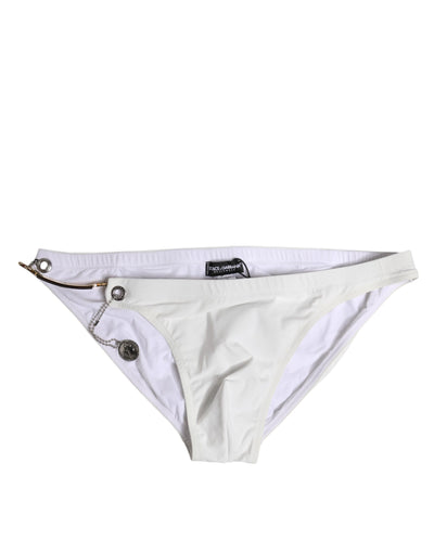 Dolce &amp; Gabbana Wit Logo Metalen Versiering Slip Badmode