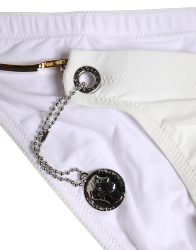 Dolce &amp; Gabbana Wit Logo Metalen Versiering Slip Badmode