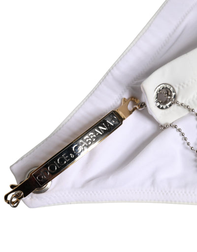 Dolce &amp; Gabbana Wit Logo Metalen Versiering Slip Badmode