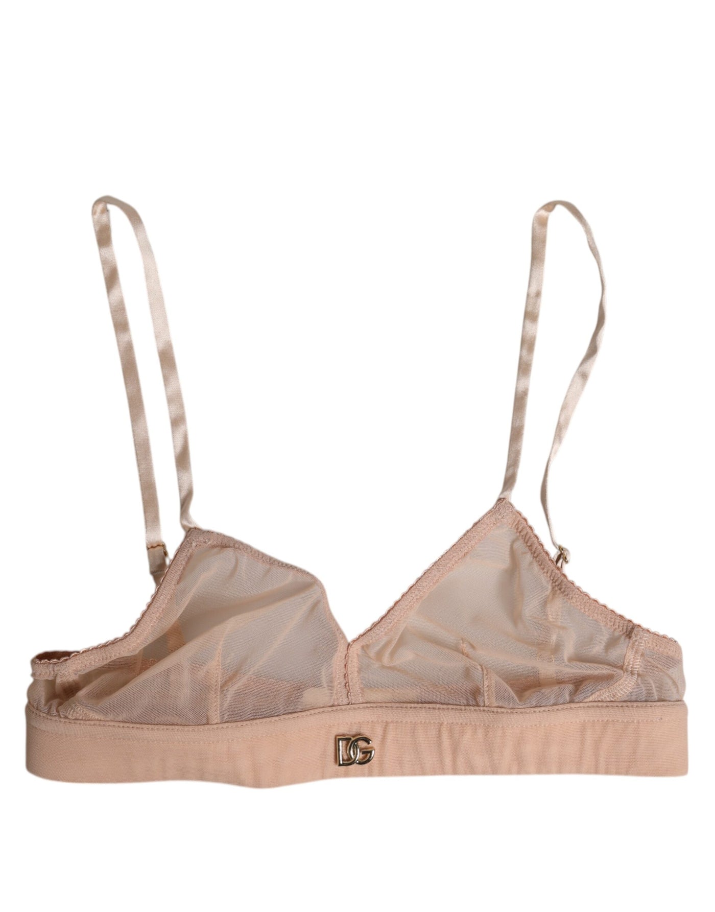 Soutien-gorge sans armatures Dolce &amp; Gabbana en nylon rose poudré avec logo DG