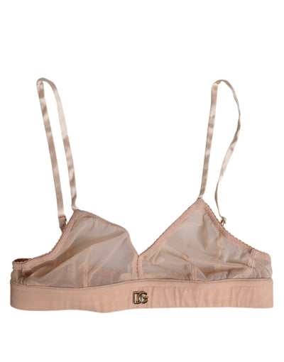 Soutien-gorge sans armatures Dolce &amp; Gabbana en nylon rose poudré avec logo DG