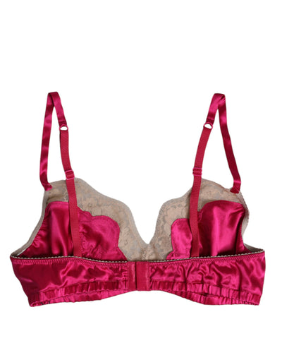 Soutien-gorge sans armatures Dolce &amp; Gabbana en soie et dentelle florale magenta
