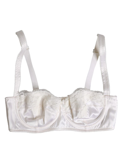 Soutien-gorge balconnet à armatures en soie blanche Dolce &amp; Gabbana