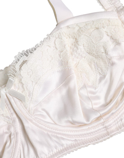 Soutien-gorge balconnet à armatures en soie blanche Dolce &amp; Gabbana