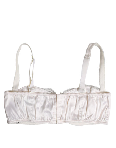 Soutien-gorge balconnet à armatures en soie blanche Dolce &amp; Gabbana