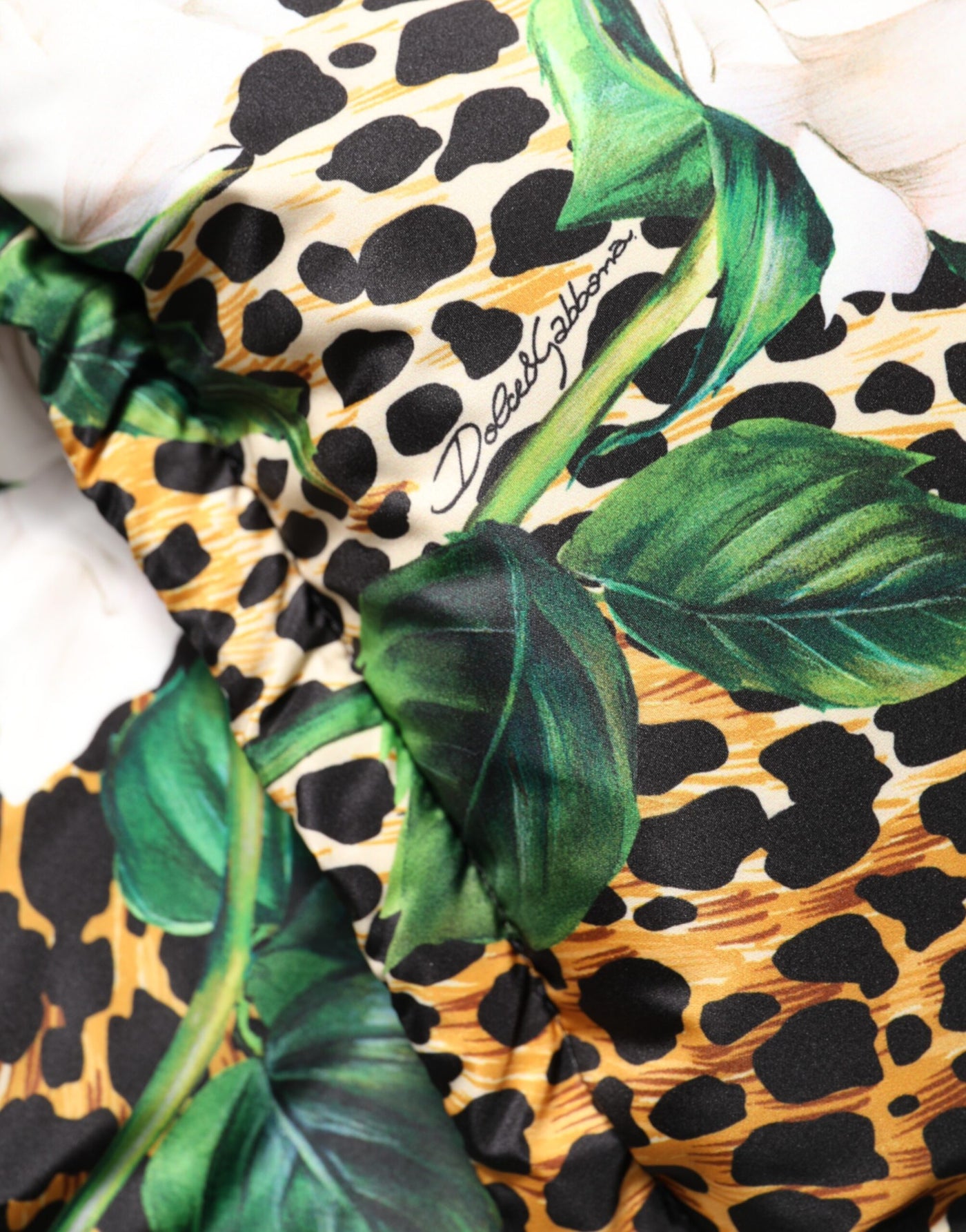 Dolce &amp; Gabbana Multicolor Leopard Rose Puffer Gewatteerde Jas