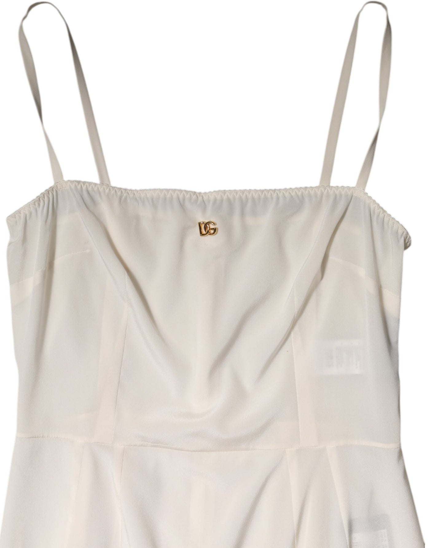 Dolce &amp; Gabbana Witte Full Slip DG Logo Zijden Jurk Nachtkleding