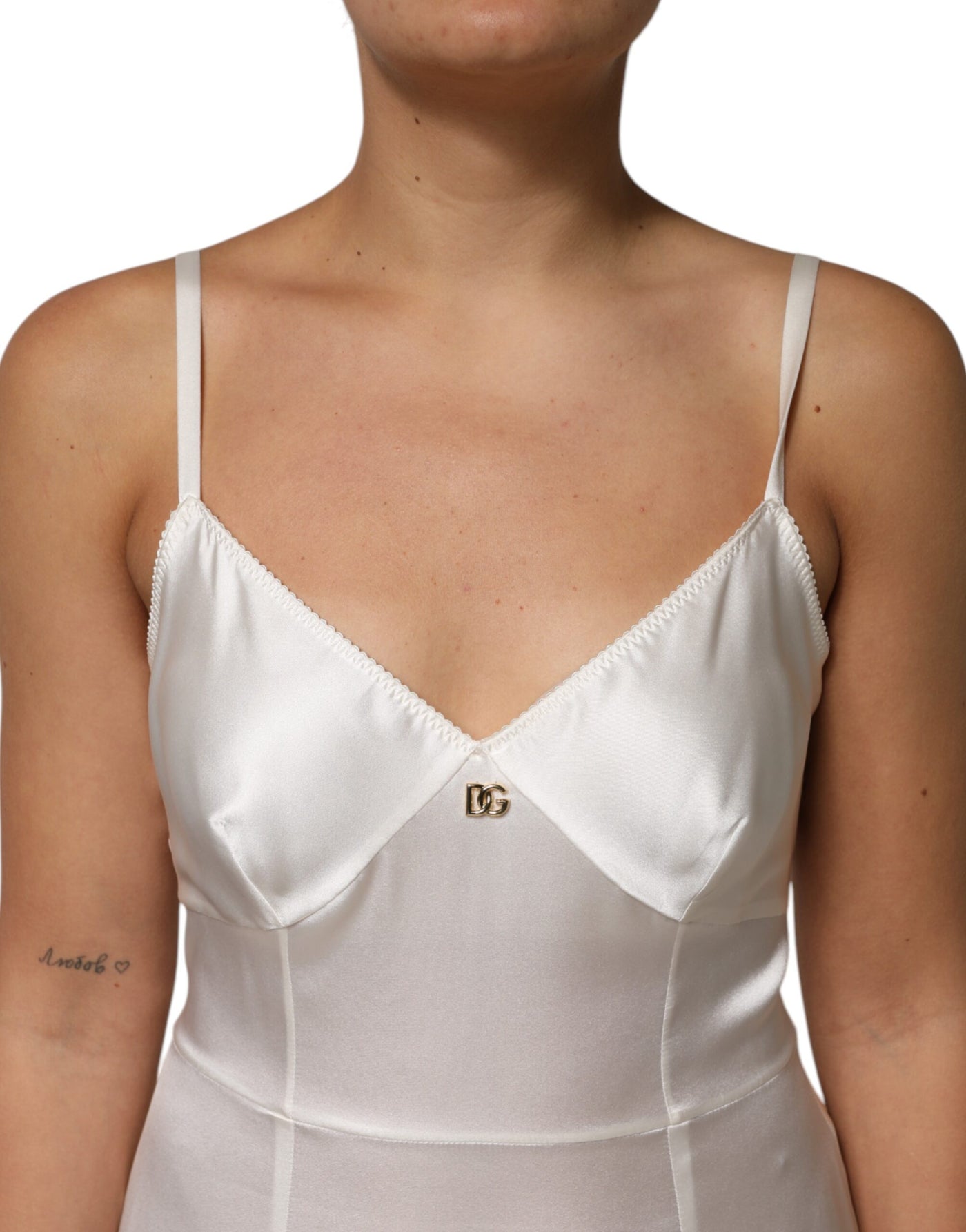Dolce &amp; Gabbana Witte DG Logo Zijden Nachtkleding