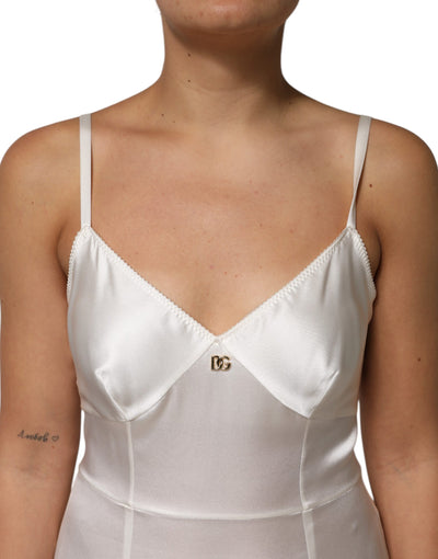 Dolce &amp; Gabbana Witte DG Logo Zijden Nachtkleding
