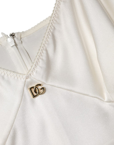 Dolce &amp; Gabbana Witte DG Logo Zijden Nachtkleding