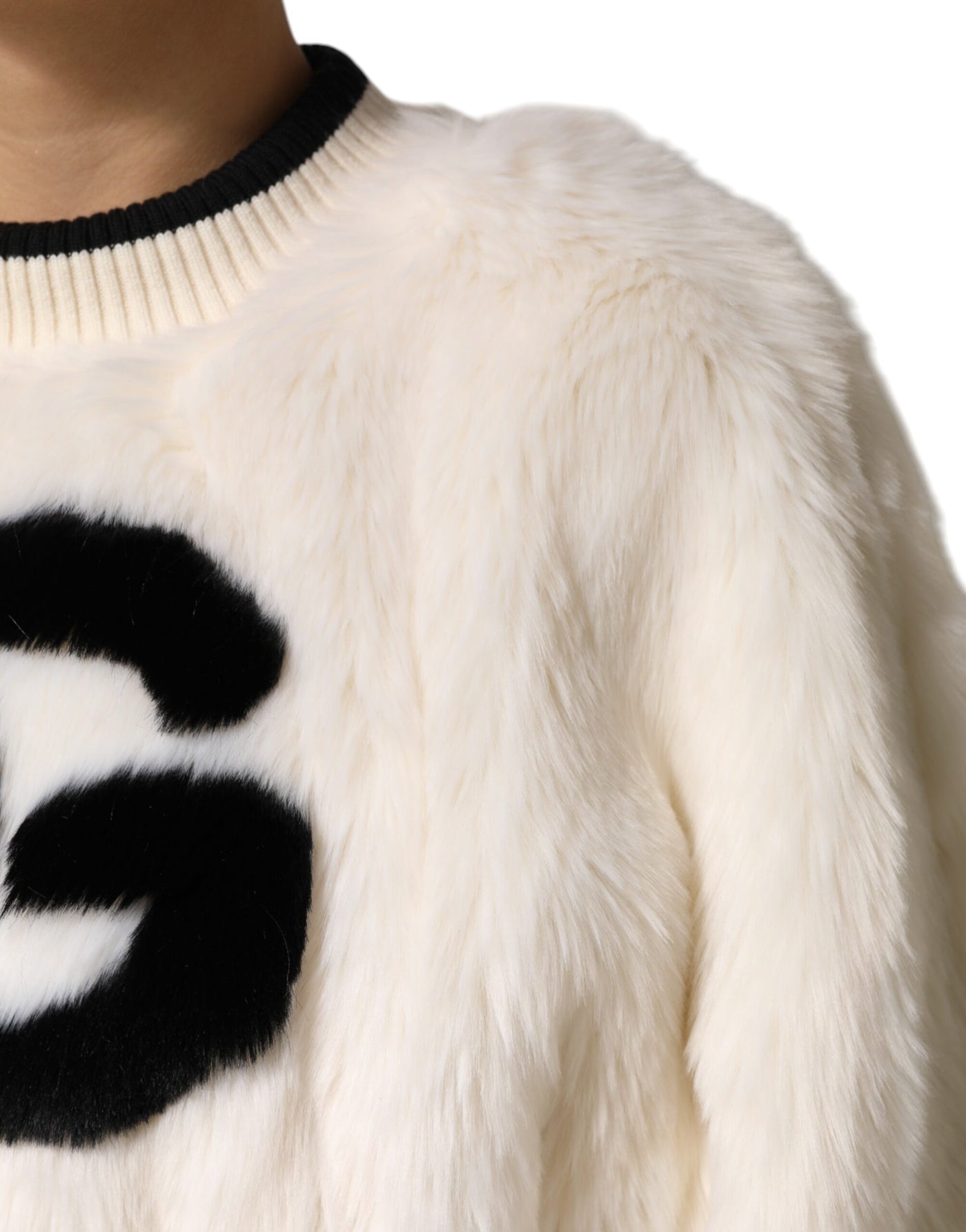 Pull-over court blanc en fausse fourrure Dolce &amp; Gabbana DG
