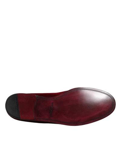 Dolce &amp; Gabbana Rode Katoenen Fluwelen Slip-On Loafers Formele Schoenen