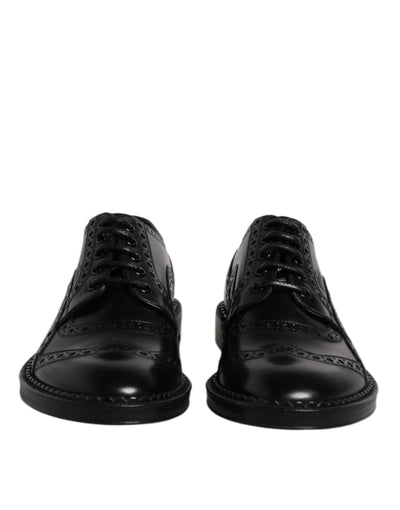 Dolce &amp; Gabbana Zwarte Kalfsleren Derby Formele Schoenen