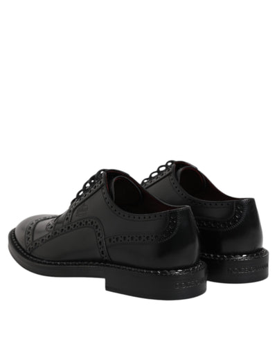 Dolce &amp; Gabbana Zwarte Kalfsleren Derby Formele Schoenen