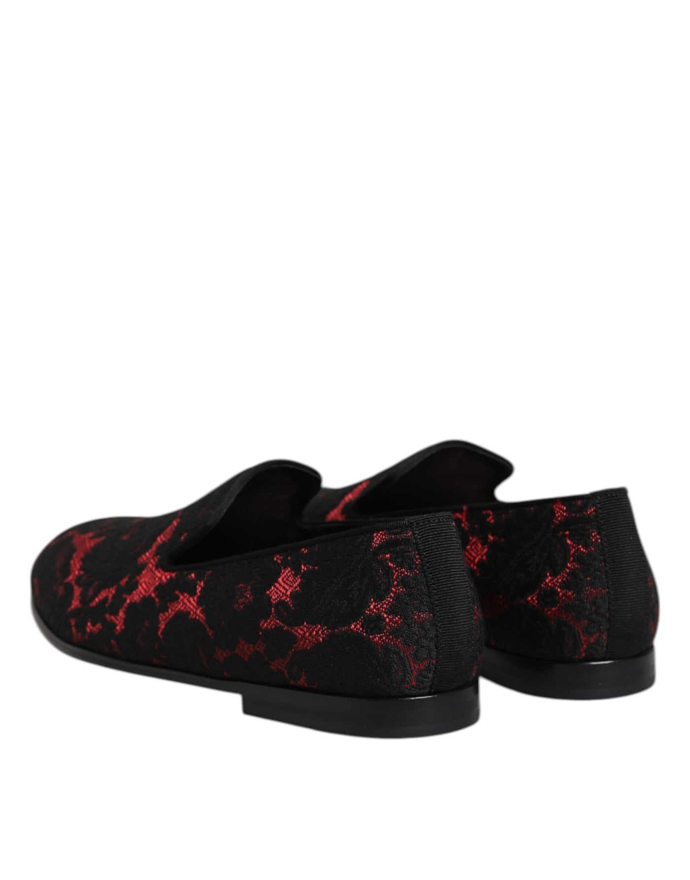 Dolce &amp; Gabbana Rode Zwarte Jacquard Slip On Heren Loafers Schoenen