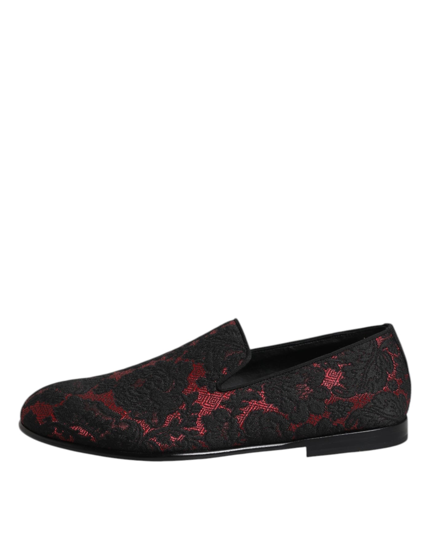 Dolce &amp; Gabbana Rode Zwarte Jacquard Slip On Heren Loafers Schoenen