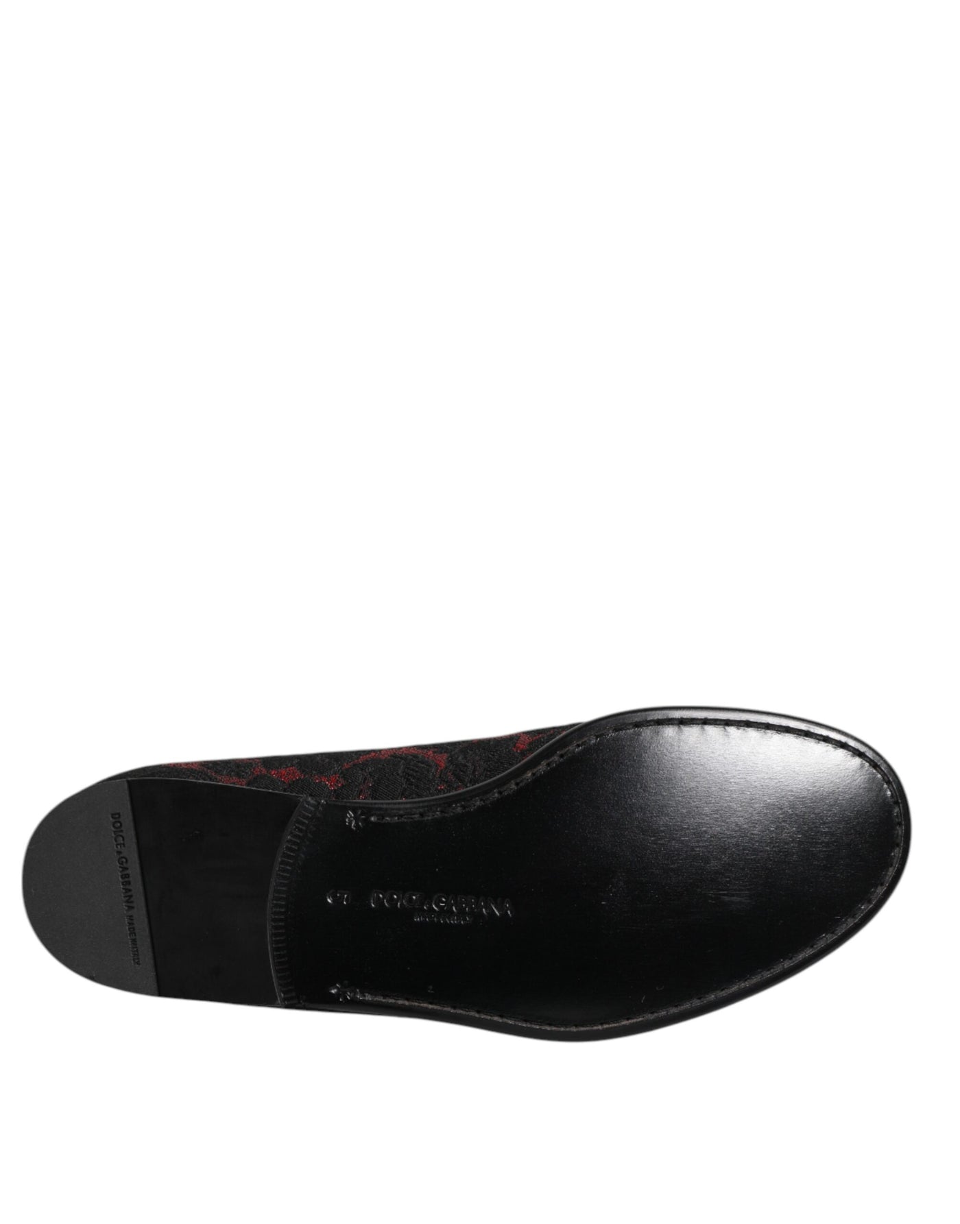 Dolce &amp; Gabbana Rode Zwarte Jacquard Slip On Heren Loafers Schoenen