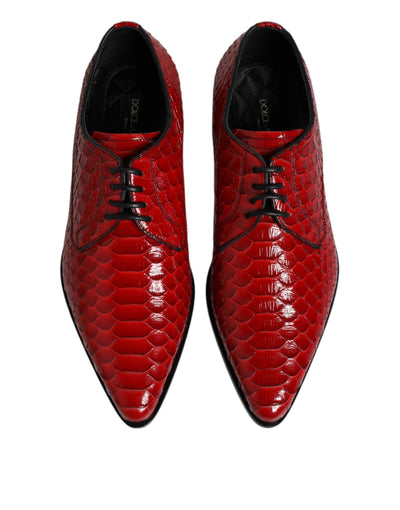 Dolce &amp; Gabbana Rode Exotische Leren Veterschoenen