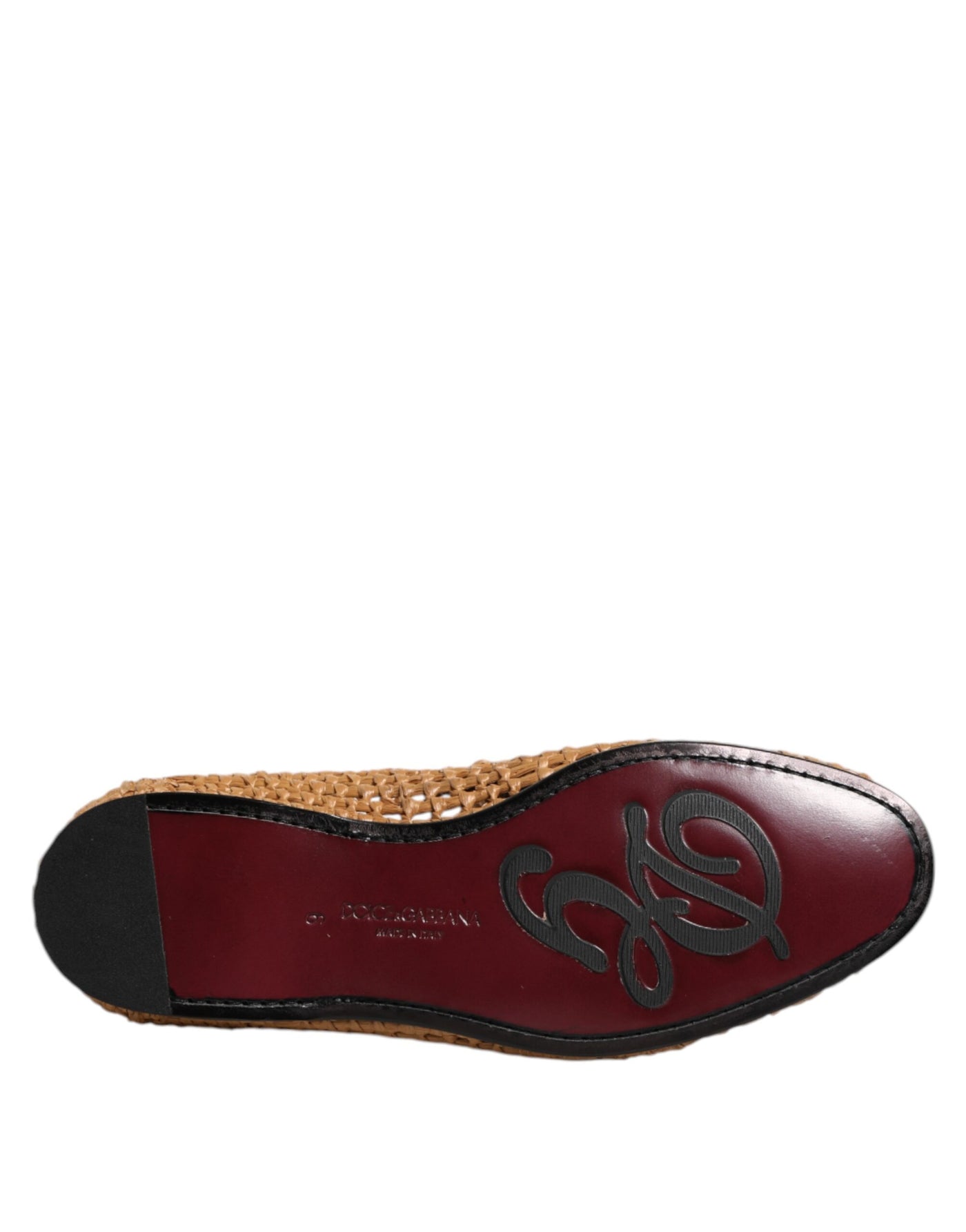 Dolce &amp; Gabbana Bruine Geweven Raffia Slip-On Loafers Schoenen