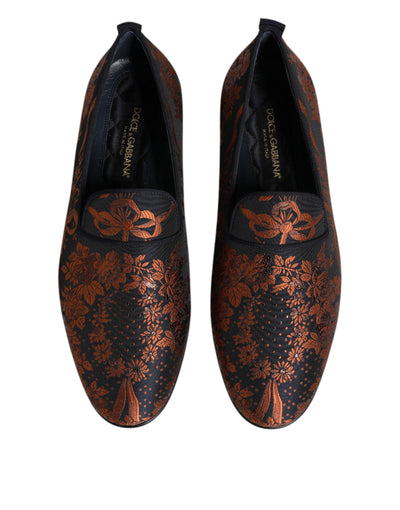 Dolce &amp; Gabbana Zwarte Jacquard Polyester Slip On Loafers Schoenen