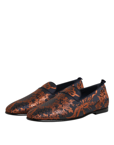 Dolce &amp; Gabbana Zwarte Jacquard Polyester Slip On Loafers Schoenen