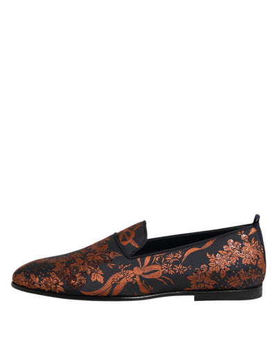 Dolce &amp; Gabbana Zwarte Jacquard Polyester Slip On Loafers Schoenen