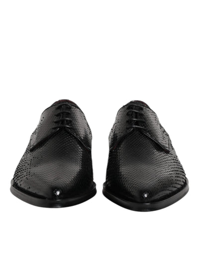 Dolce &amp; Gabbana Zwarte Leren Veterschoenen Heren Derby Schoenen