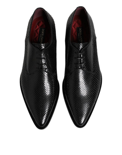 Dolce &amp; Gabbana Zwarte Leren Veterschoenen Heren Derby Schoenen
