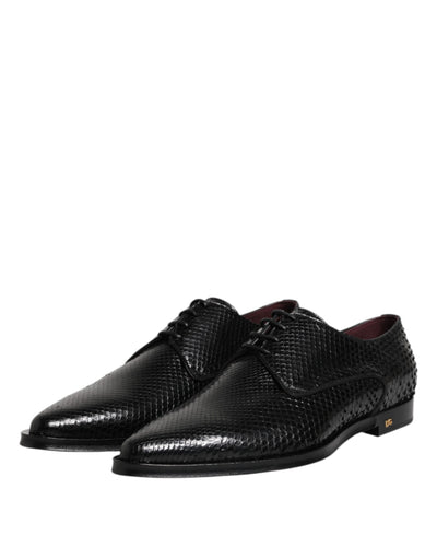 Dolce &amp; Gabbana Zwarte Leren Veterschoenen Heren Derby Schoenen