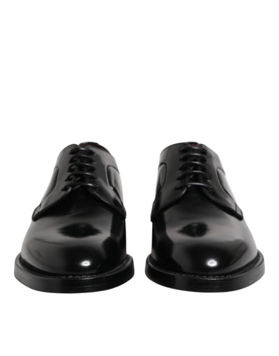 Dolce &amp; Gabbana Zwarte Kalfsleren Veterschoenen Derby Schoenen