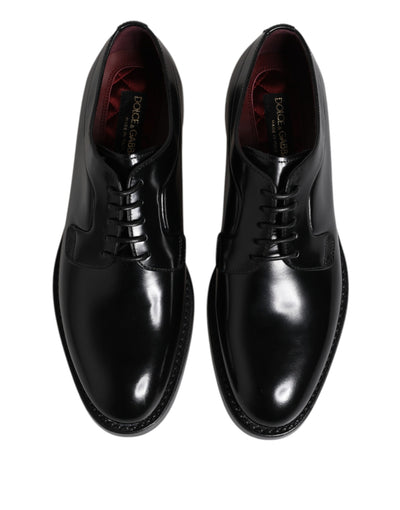 Dolce &amp; Gabbana Zwarte Kalfsleren Veterschoenen Derby Schoenen