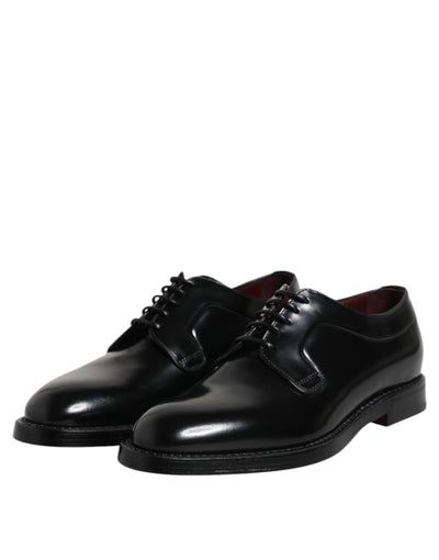 Dolce &amp; Gabbana Zwarte Kalfsleren Veterschoenen Derby Schoenen