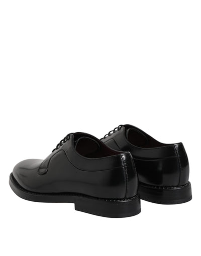Dolce &amp; Gabbana Zwarte Kalfsleren Veterschoenen Derby Schoenen