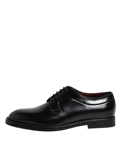 Dolce &amp; Gabbana Zwarte Kalfsleren Veterschoenen Derby Schoenen