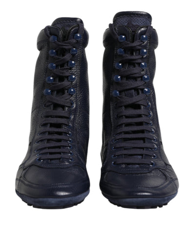 Dolce &amp; Gabbana donkerblauwe leren KING hoge sneakers