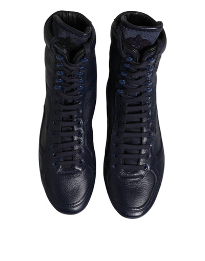 Dolce &amp; Gabbana donkerblauwe leren KING hoge sneakers