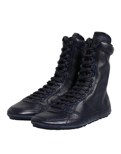 Dolce &amp; Gabbana donkerblauwe leren KING hoge sneakers
