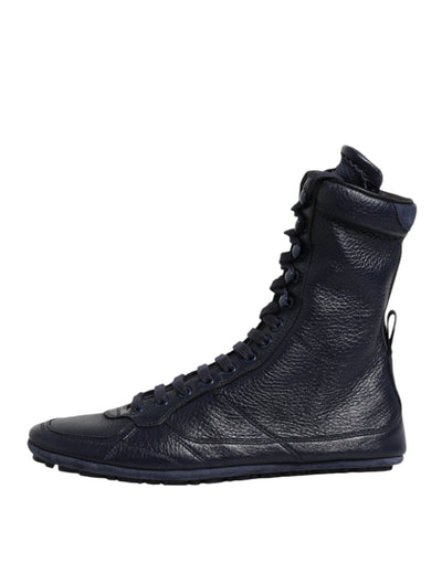 Dolce &amp; Gabbana donkerblauwe leren KING hoge sneakers