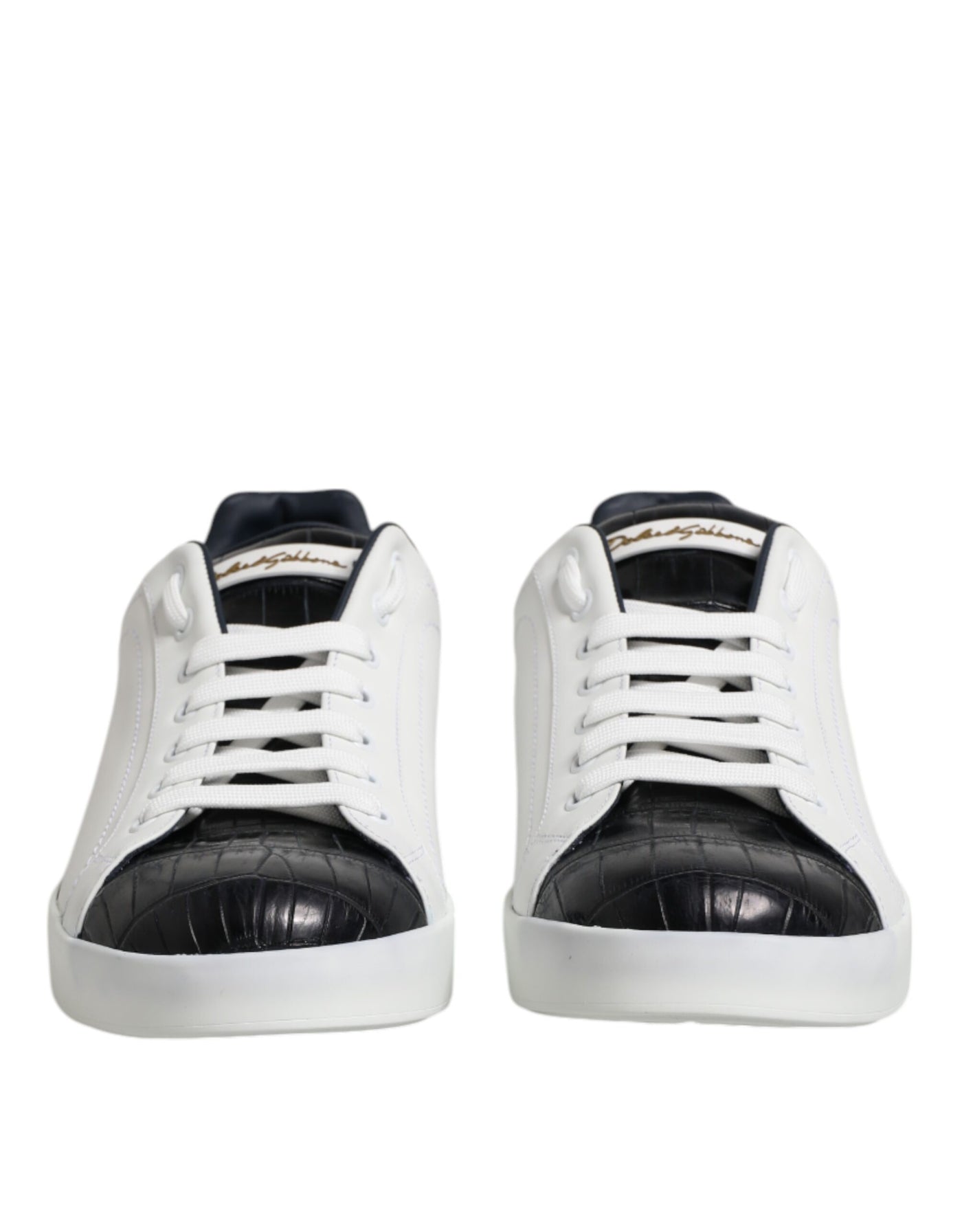 Dolce &amp; Gabbana witte zwarte leren Portofino sneakers