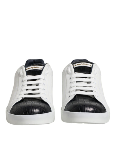 Dolce &amp; Gabbana witte zwarte leren Portofino sneakers