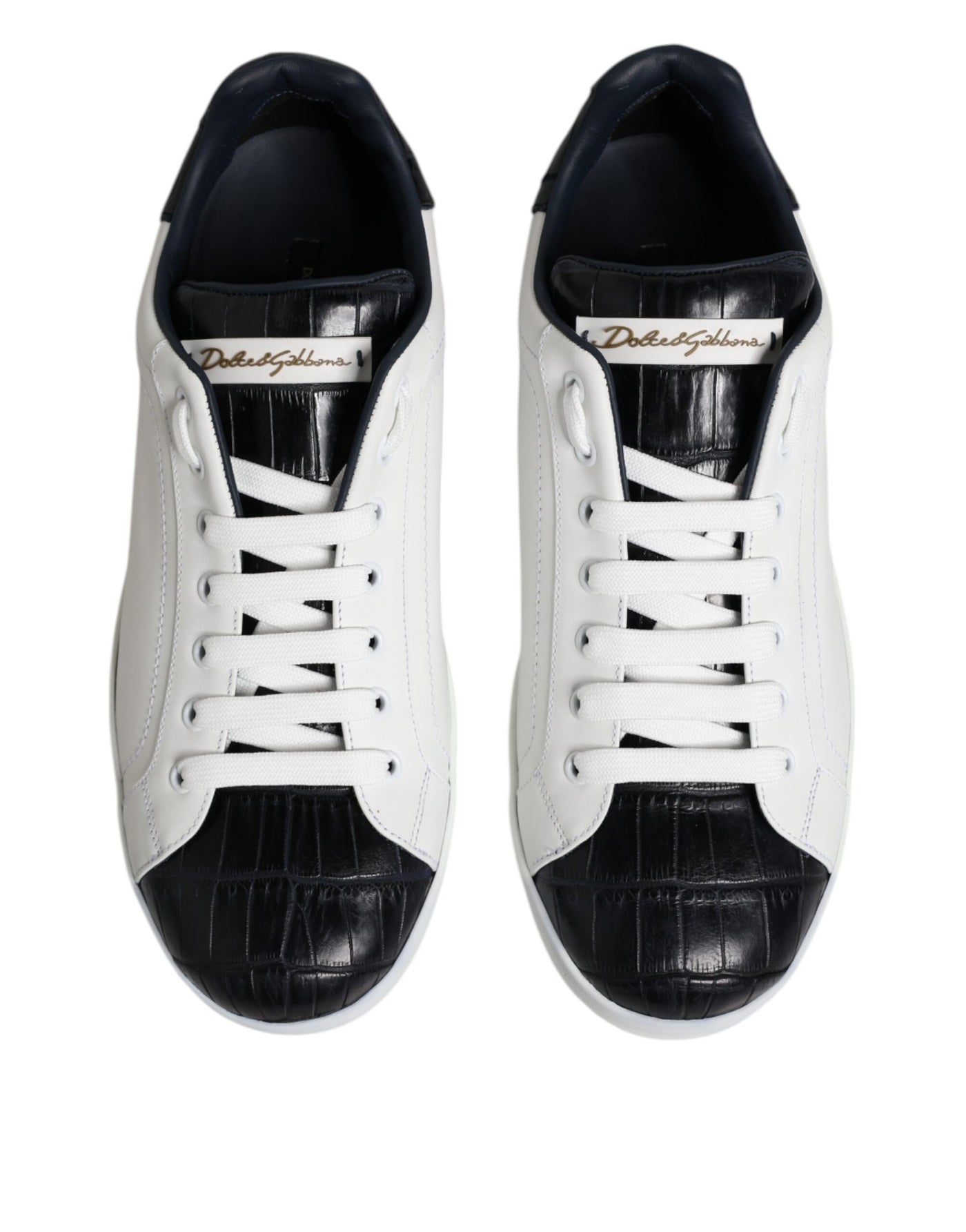 Dolce &amp; Gabbana witte zwarte leren Portofino sneakers