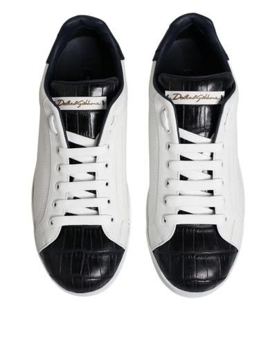 Dolce &amp; Gabbana witte zwarte leren Portofino sneakers
