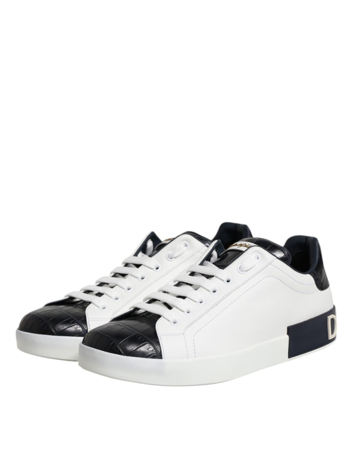 Dolce &amp; Gabbana witte zwarte leren Portofino sneakers
