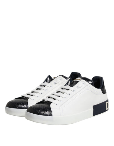Dolce &amp; Gabbana witte zwarte leren Portofino sneakers