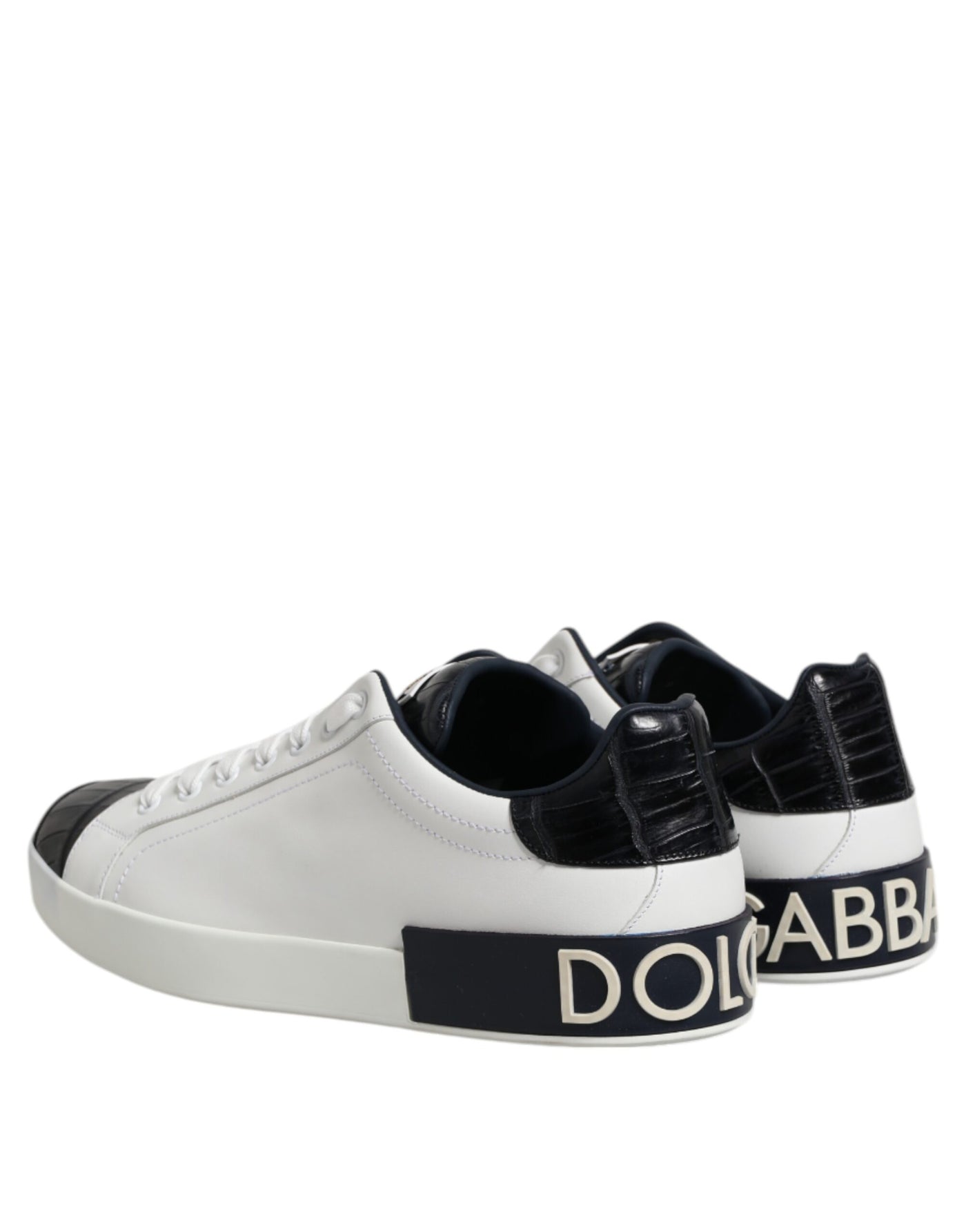 Dolce &amp; Gabbana witte zwarte leren Portofino sneakers