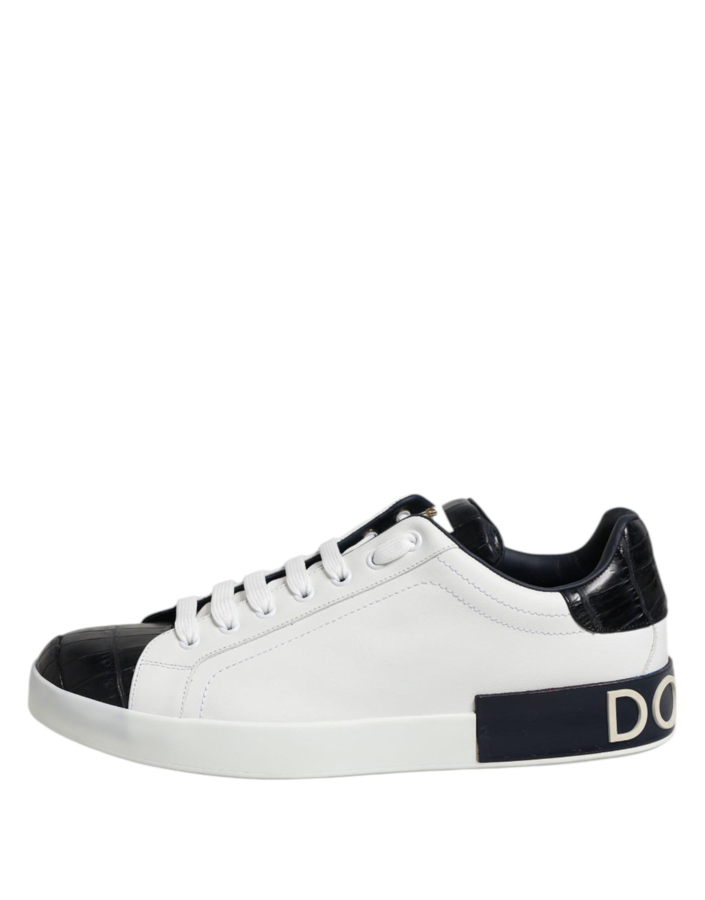 Dolce &amp; Gabbana witte zwarte leren Portofino sneakers