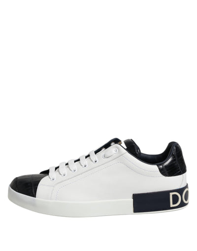 Dolce &amp; Gabbana witte zwarte leren Portofino sneakers