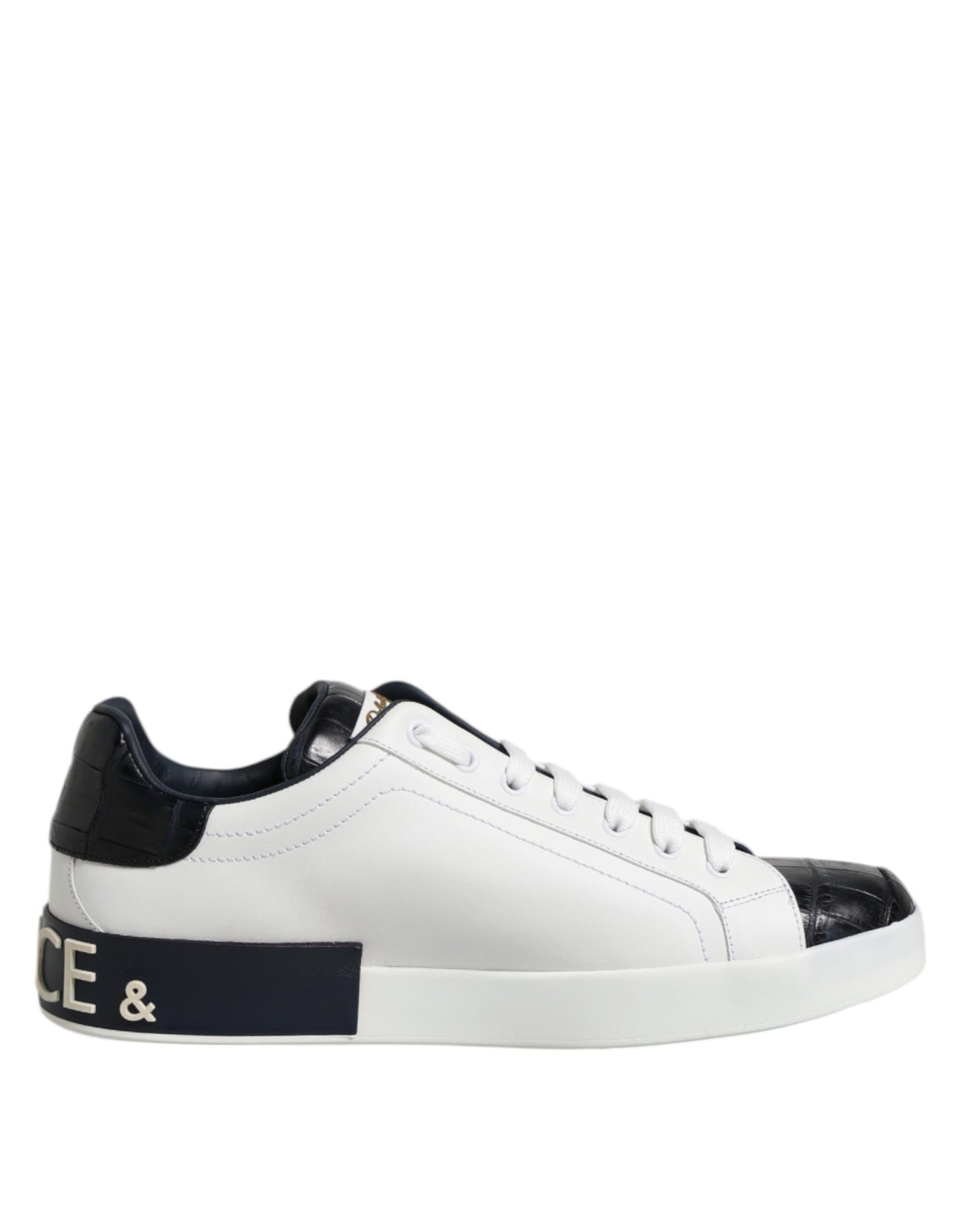 Dolce &amp; Gabbana witte zwarte leren Portofino sneakers