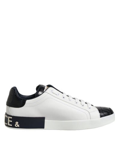 Dolce &amp; Gabbana witte zwarte leren Portofino sneakers